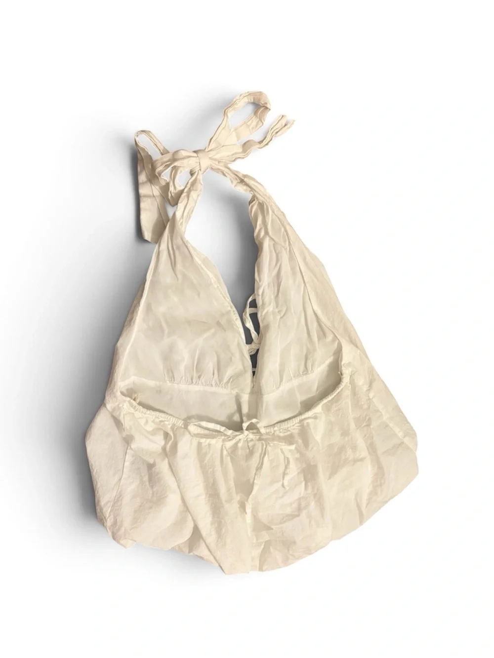 Free People bubble Cream Tie-Back Halter Tank Top